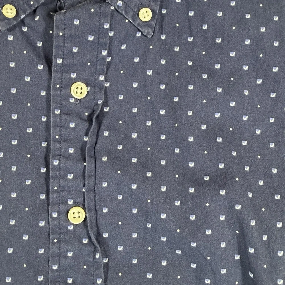 Polo Ralph Lauren Button Down Shirt Short Sleeve Navy Blue Polka Dot Sz M